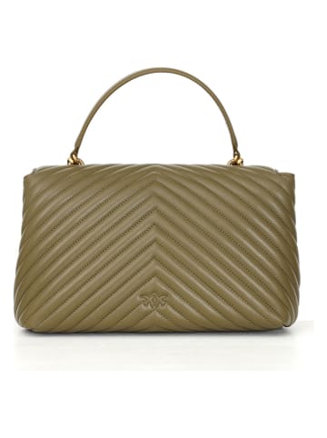 Pinko Skórzana torebka w kolorze khaki - 33 x 22,5 x 11,5 cm