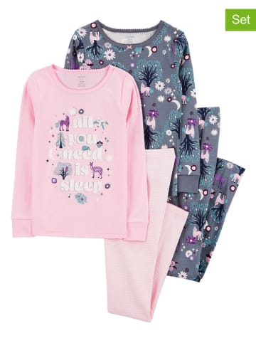 carter's 2er Set: Pyjamas in Rosa/ Grau