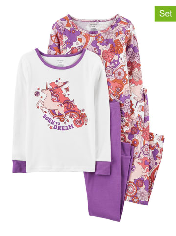 carter's 2-delige set: pyjama's paars/wit