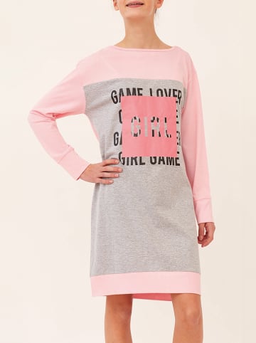 Lina Pink Nachthemd in Rosa/ Grau