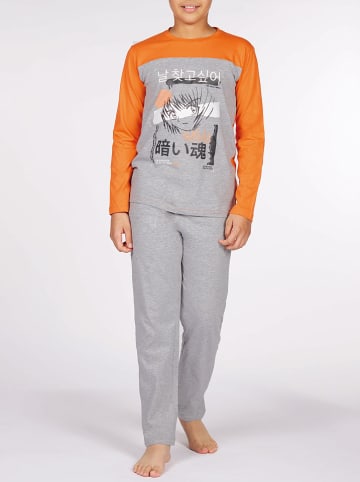 Lenny Sky Pyjama in Grau/ Orange
