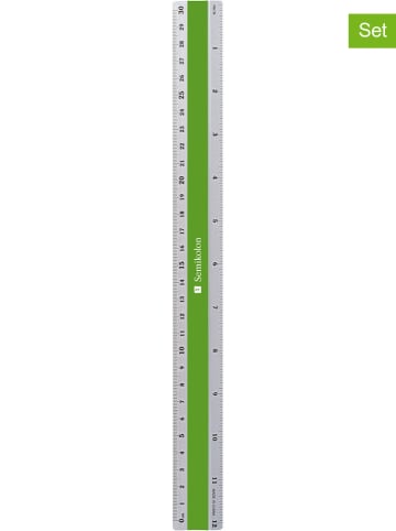 Semikolon 2-delige set: linialen zilverkleurig/groen - (L)30 cm