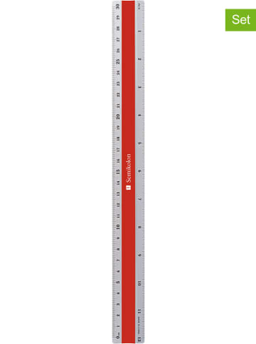 Semikolon 2-delige set: linialen zilverkleurig/rood - (L)30 cm