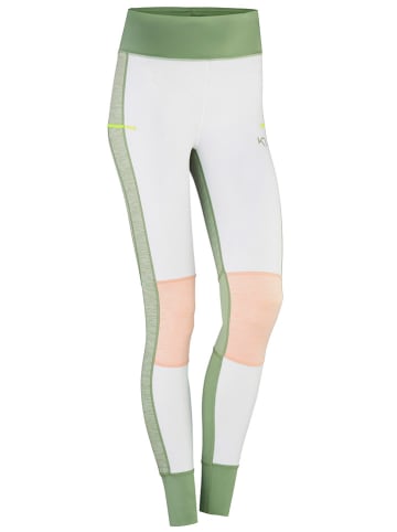 KARI TRAA Legginsy funkcyjne "Stil" w kolorze biało-zielono-jasnoróżowym