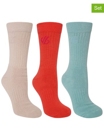 Dare 2b 3-delige set: sportsokken beige/rood/lichtblauw