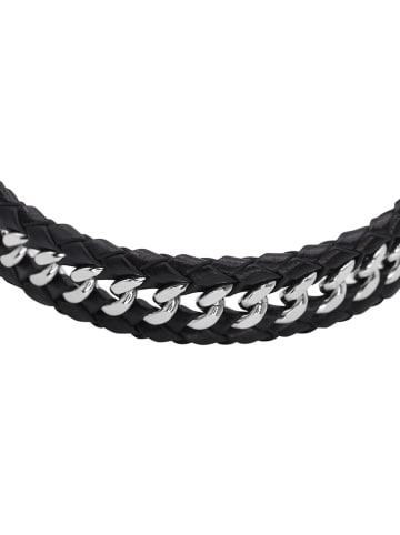 Steel_Art Leder-Armband in Schwarz