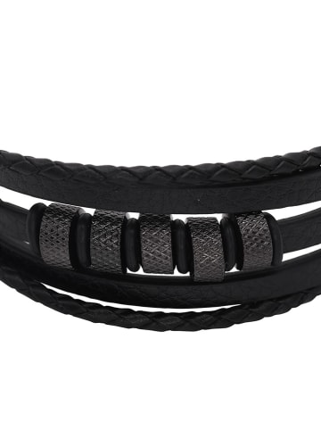 Steel_Art Leder-Armband in Schwarz