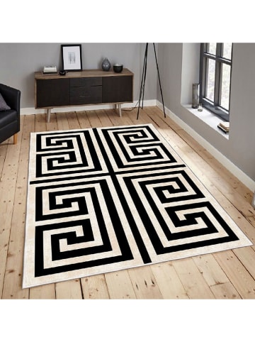 Mioli Laagpolig tapijt zwart/wit