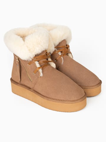 NICEBAY Leren winterboots "Agee" camel