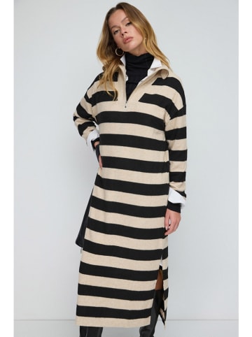 Alexa Dash Kleid in Beige/ Schwarz