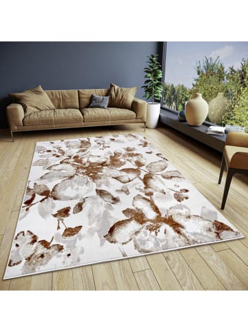 Hanse Home Laagpolig tapijt "Floral" wit/bruin