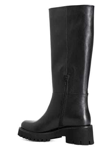 Cafe Noir Skórzane kozaki w kolorze czarnym