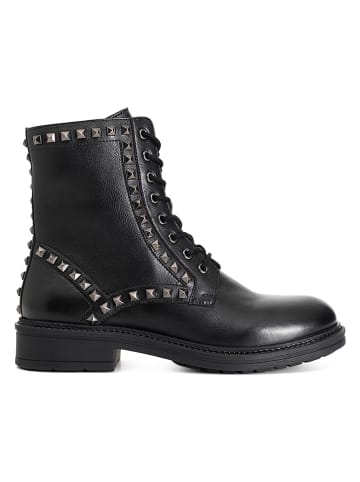 Cafe Noir Leder-Boots in Schwarz