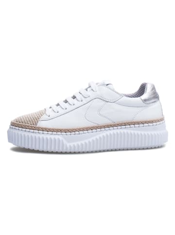 Voile Blanche Leren sneakers wit/beige/zilverkleurig