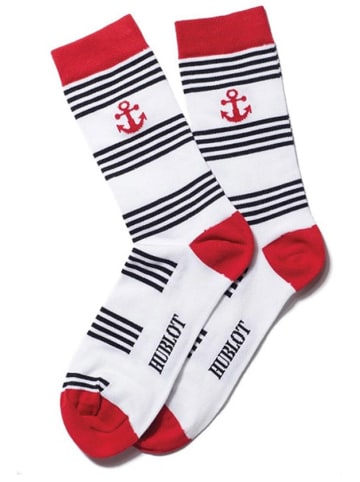 Hublot Mode Marine Socken in Weiß/ Rot/ Dunkelblau