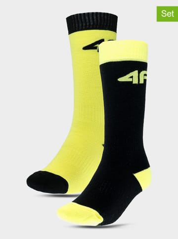 4F Skarpety sportowe (2 pary) w kolorze żółto-czarnym