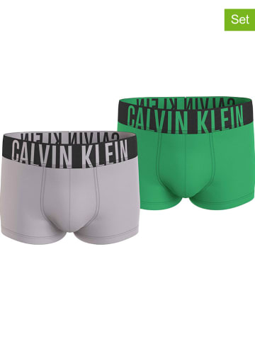 CALVIN KLEIN UNDERWEAR 2er-Set: Boxershorts in Grau/ Grün