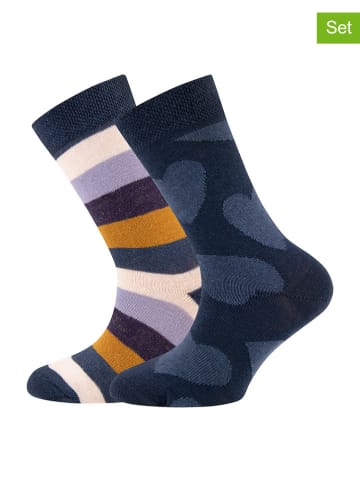 ewers 2-delige set: sokken donkerblauw/meerkleurig