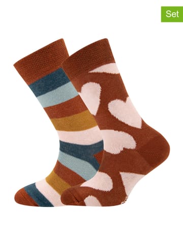ewers 2-delige set: sokken bruin/meerkleurig