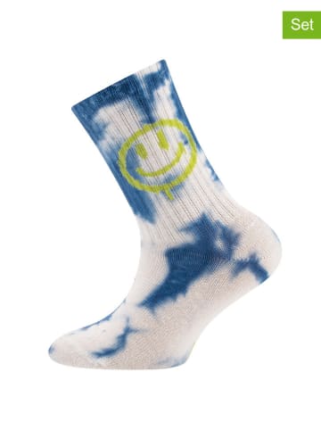 ewers 2er-Set: Socken "Smiley" in Creme/ Blau