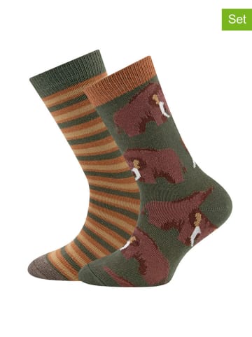 ewers 2-delige set: sokken "Mammoet" lichtbruin/groen
