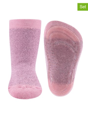 ewers 2-delige set: antislip sokken "SoftStep" lichtroze