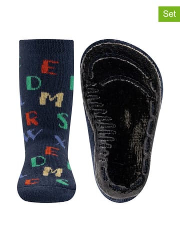 ewers 2-delige set: antislip sokken "SoftStep" donkerblauw/meerkleurig