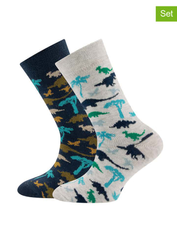 ewers 2-delige set: sokken "Dino's" donkerblauw/crème