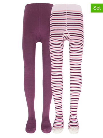 ewers Rajstopy (2 pary) w kolorze fioletowo-kremowym
