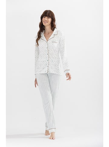 Melissa Brown Pyjama in Weiß/ Hellblau