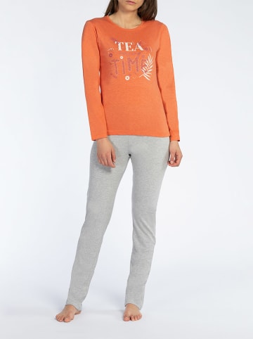 Melissa Brown Pyjama in Orange/ Grau