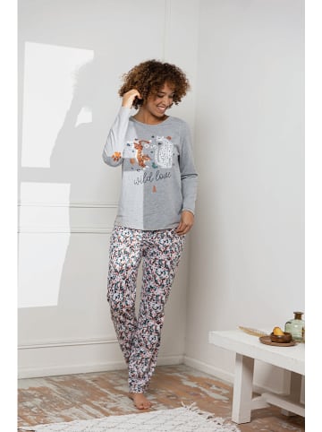 Melissa Brown Pyjama grijs/donkerblauw