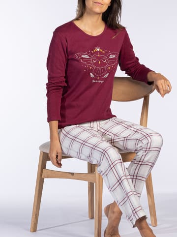 Melissa Brown Pyjama bordeaux/wit