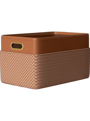 Joybos Leder-Aufbewahrungskorb in Braun - (B)30 x (H)25 x (T)40 cm