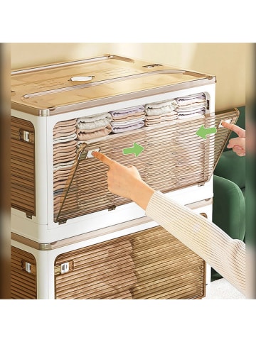 Joybos Inklapbare opbergkist wit/bruin - 116 l