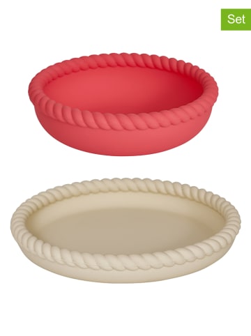 OYOY mini 2-delige set: bord & kom "Mellow" rood/beige - vanaf de geboorte