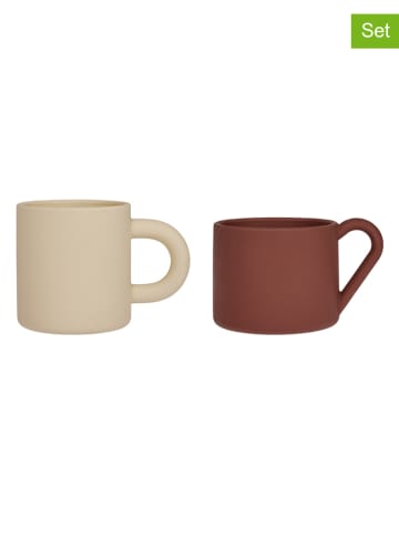 OYOY mini 2-delige set: kinderbekers "Nomu" beige/bruin - (H) 7 x Ø 6,5 cm