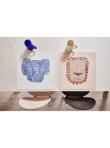 OYOY mini 2-delige set: 2 kinderbekers "Nomu" blauw/bruin - (H) 7 x Ø 6,5 cm