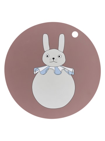 OYOY mini Tischset "Rabbit Pompom" in Braun - Ø 39 cm