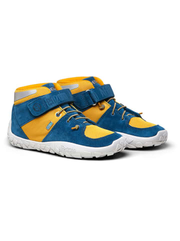 Affenzahn Skórzane botki w kolorze żółto-niebieskim