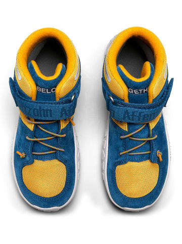 Affenzahn Leder-Boots in Blau/ Gelb