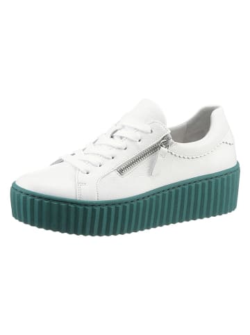 Gabor Skórzane sneakersy w kolorze biało-zielonym