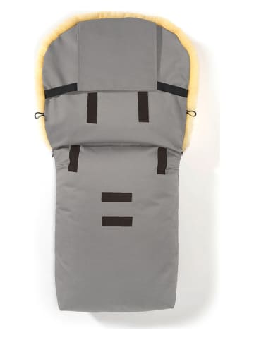 Hofbrucker Lammfell-Fußsack "Putzi" in Grau - (L)90 x (B)34 cm