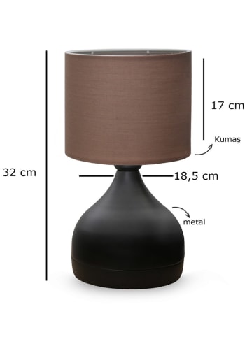 ABERTO DESIGN Lampa stołowa w kolorze czarno-brązowym - wys. 32 x Ø 18,5 cm