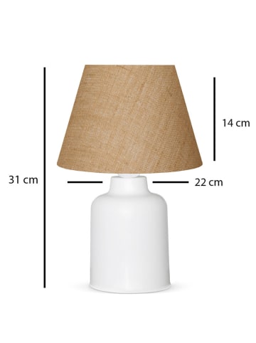 ABERTO DESIGN Lampa stołowa w kolorze jasnobrązowo-białym - wys. 31 x Ø 22 cm