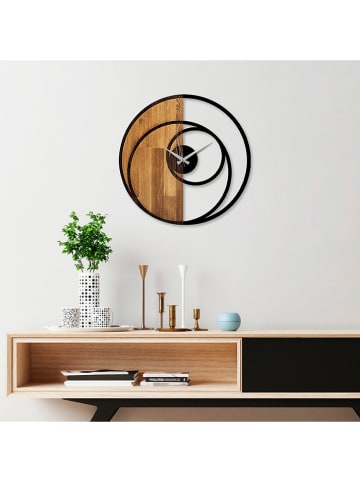 ABERTO DESIGN Zegar ścienny "Circle" w kolorze jasnobrązowo-czarnym - Ø 56 cm