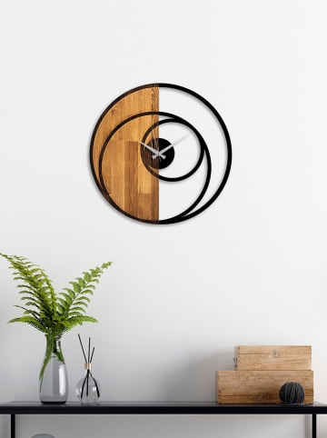 ABERTO DESIGN Zegar ścienny "Circle" w kolorze jasnobrązowo-czarnym - Ø 56 cm