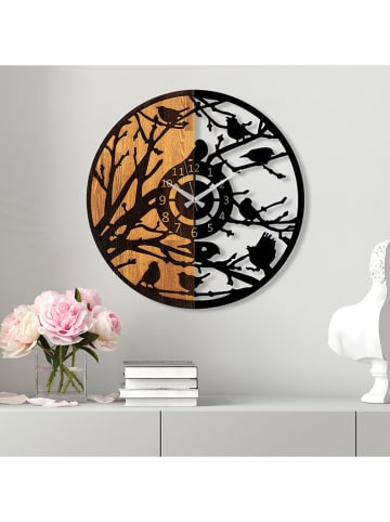 ABERTO DESIGN Zegar ścienny "Clock - 79" w kolorze jasnobrązowo-czarnym - Ø 56 cm