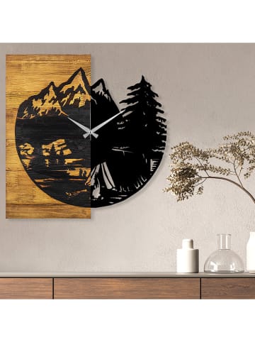 ABERTO DESIGN Wandklok "Clock 19" lichtbruin/zwart - (B)56 x (H)58 cm