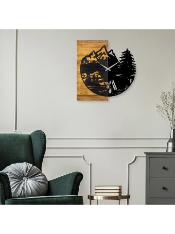 ABERTO DESIGN Zegar ścienny "Clock 19" w kolorze jasnobrązowo-czarnym - 56 x 58 cm